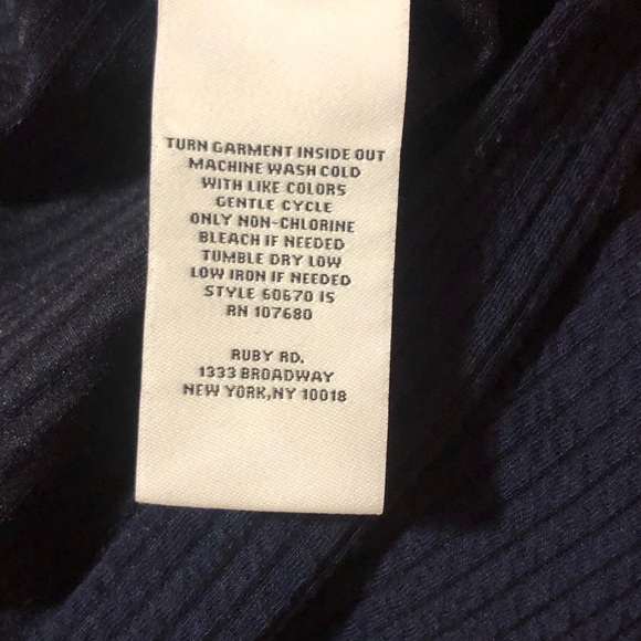 Ruby Rd. Dark Blue V-Neck Top - Picture 7 of 7